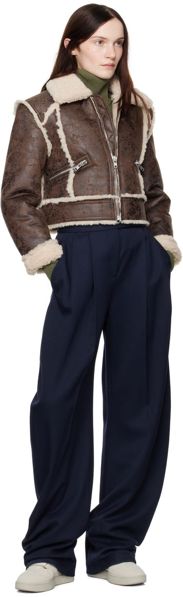 Bomber bunda STAND STUDIO Faux Leather and Sherpa Jacket Hnedá | 66402-9996, 3
