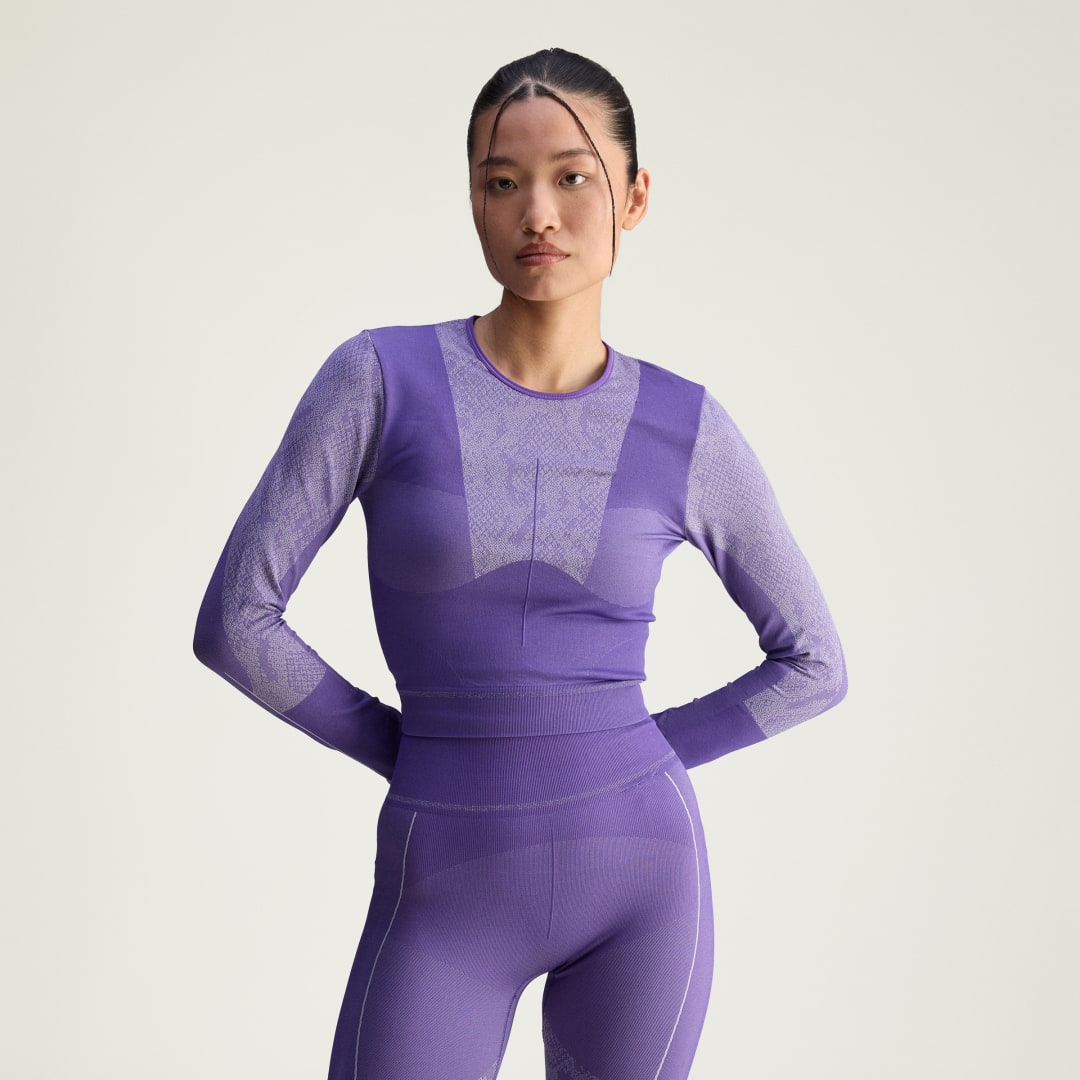 Tričko adidas Performance adidas by Stella McCartney Seamless Yoga Longsleeve Fialová | JN0541, 0