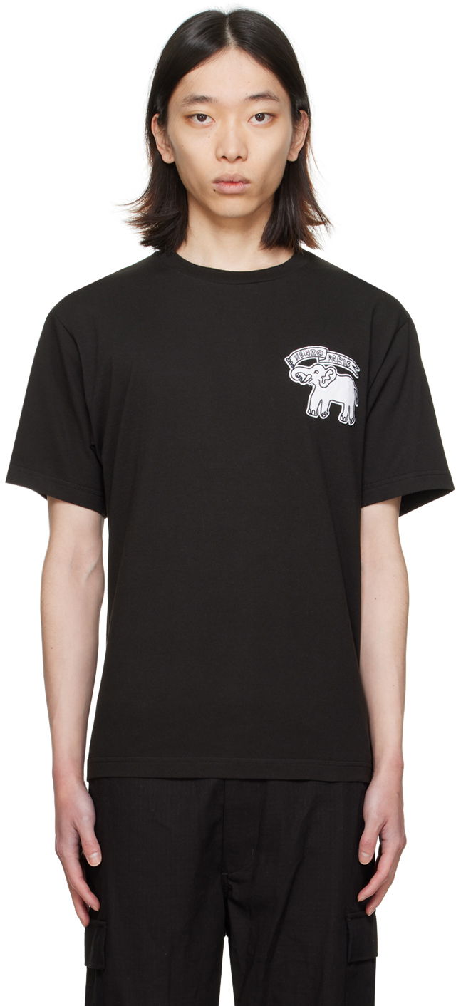 Tričko KENZO Paris Elephant Flag T-Shirt Čierna | FE55TS2724SG, 0