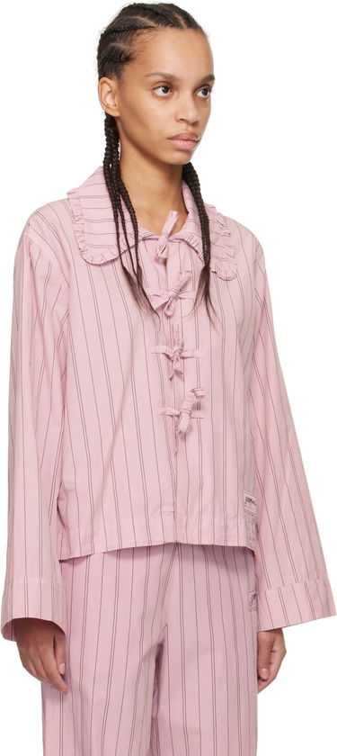 Košeľa GANNI GANNI Stripe Cotton Pyjama Shirt Ružová | W0326, 1