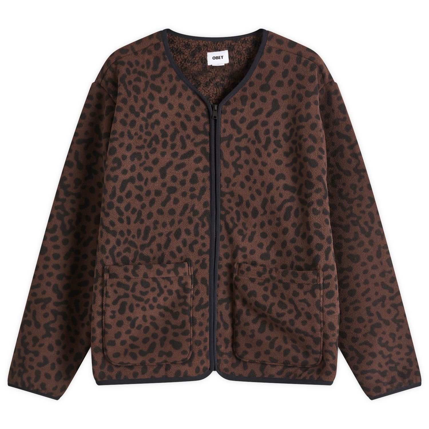 Bunda OBEY Brown Leopard Print Fleece Liner Jacket Hnedá | 221800431, 1
