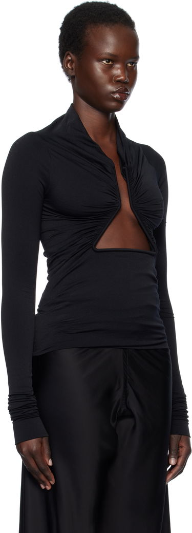 Tričko Rick Owens Rick Owens Hollywood Jersey Long Sleeve Prong T-Shirt Čierna | RP01E7222 JN, 1