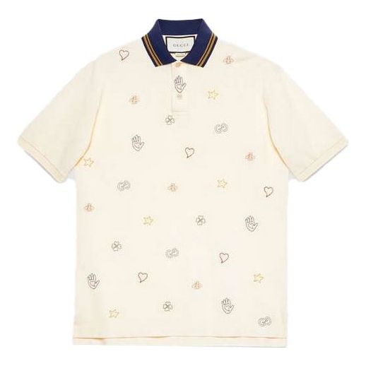 Polo tričko Gucci Logo Embroidered Cotton Polo Biela | 625320-XJCNY-9247