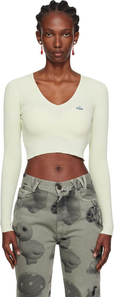 Sveter Vivienne Westwood Vivienne Westwood Bea Cropped V-Neck Sweater Zelené | 1803004W-Y003K-, 0