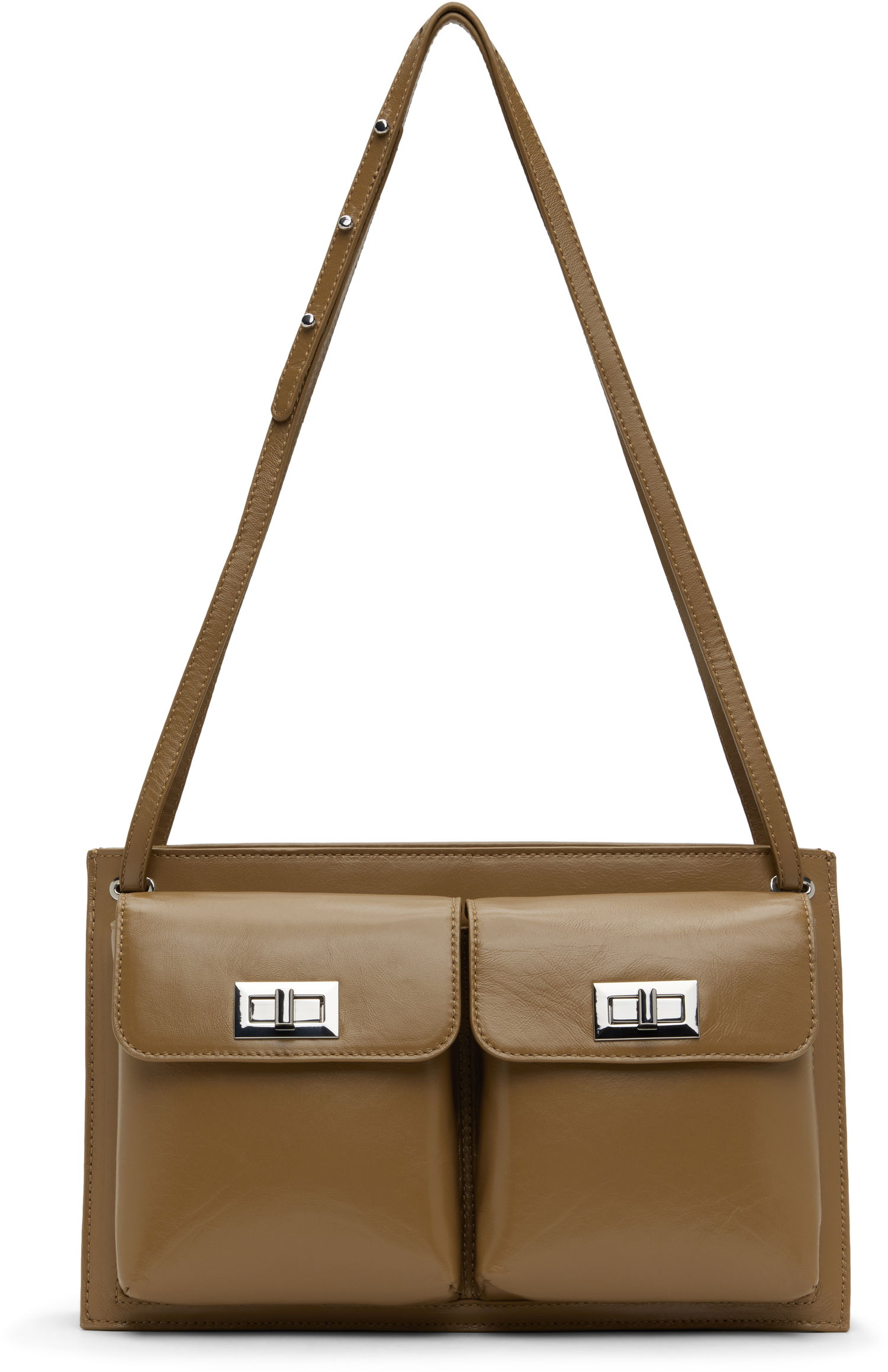 Taška cez rameno BY FAR BY FAR Billy Double Pocket Shoulder Bag Hnedá | MWBSB024LL002BR044PL, 0