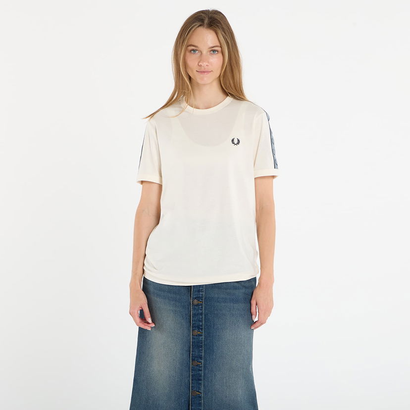 Tričko Fred Perry Fred Perry Contrast Tape Ringer T-Shirt Biela | M4613 729