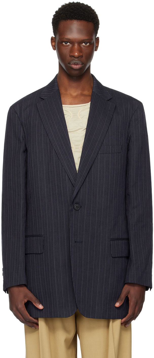 Bunda Dries Van Noten Loose Fit Pinstriped Blazer Čierna | 241-020401-8376, 0