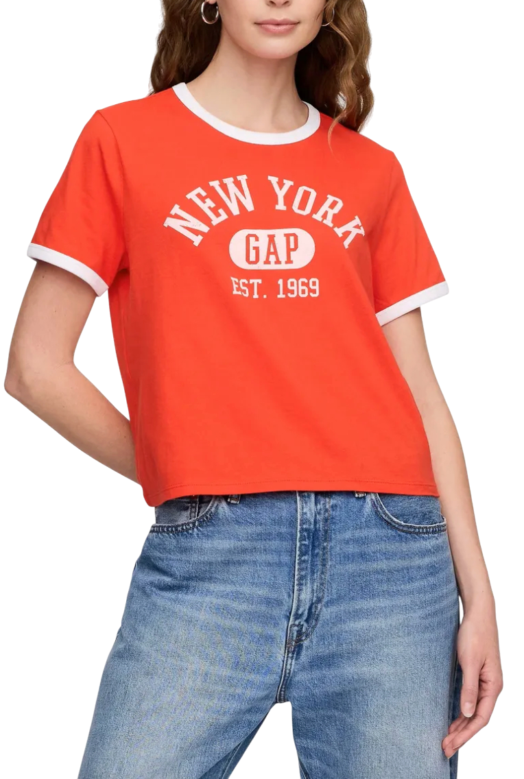Crop Top GAP New York Ringer Crop T-Shirt Oranžová | 781556-03