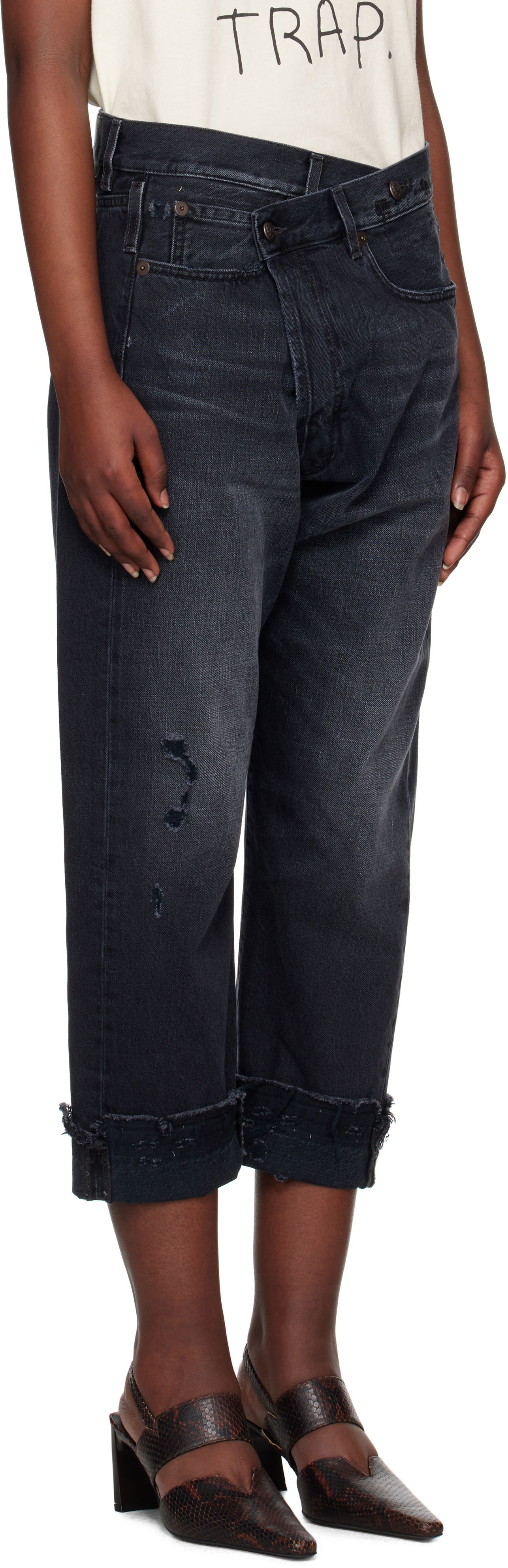 Džínsy R13 R13 Crossover Cropped Jeans Čierna | R13W2048-394, 1