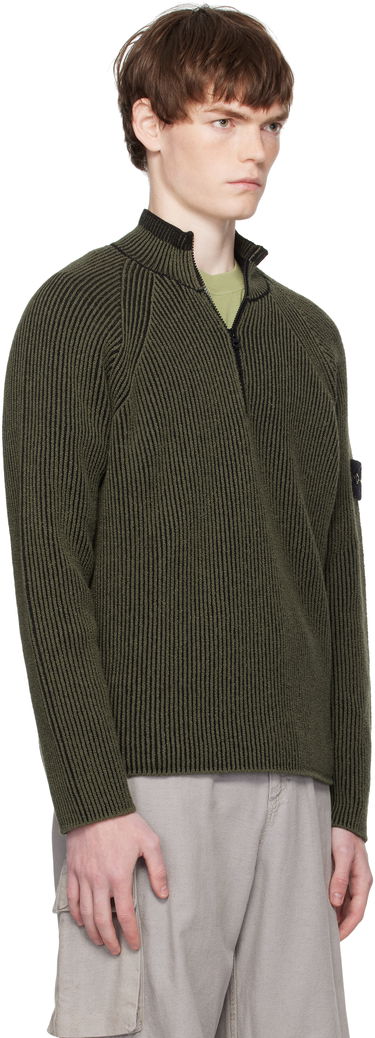 Sveter Stone Island Stone Island Full Rib RWS Wool Quarter-Zip Sweatshirt Zelené | K2S15 5100024 S00L7, 1