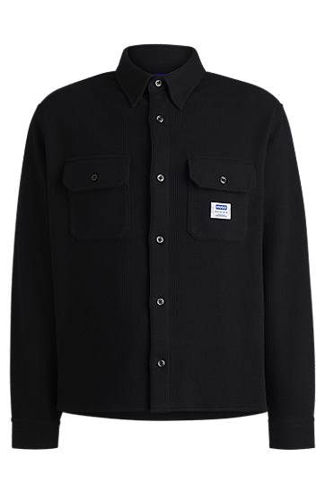 Košeľa BOSS Oversized Cotton Blend Shirt Čierna | 50534184
