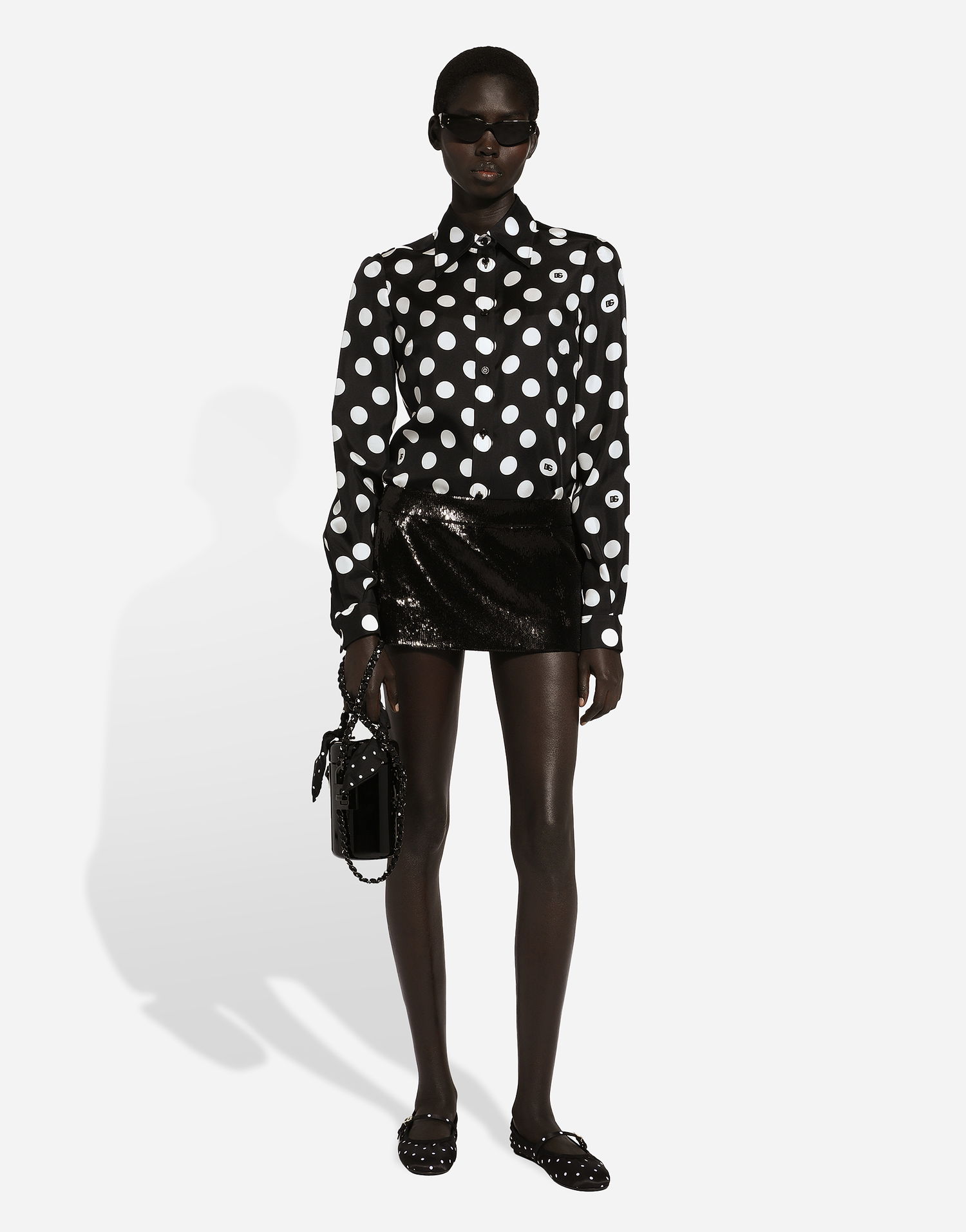 Košeľa Dolce & Gabbana Silk Twill Polka Dot Shirt Čierna | F5S48TIS1VLHNZSW, 1