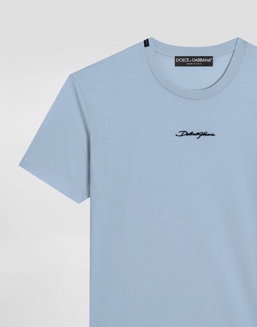 Tričko Dolce & Gabbana Cotton T-shirt With Embroidered Patch Modrá | G8RN8ZG7P0CB0112, 2