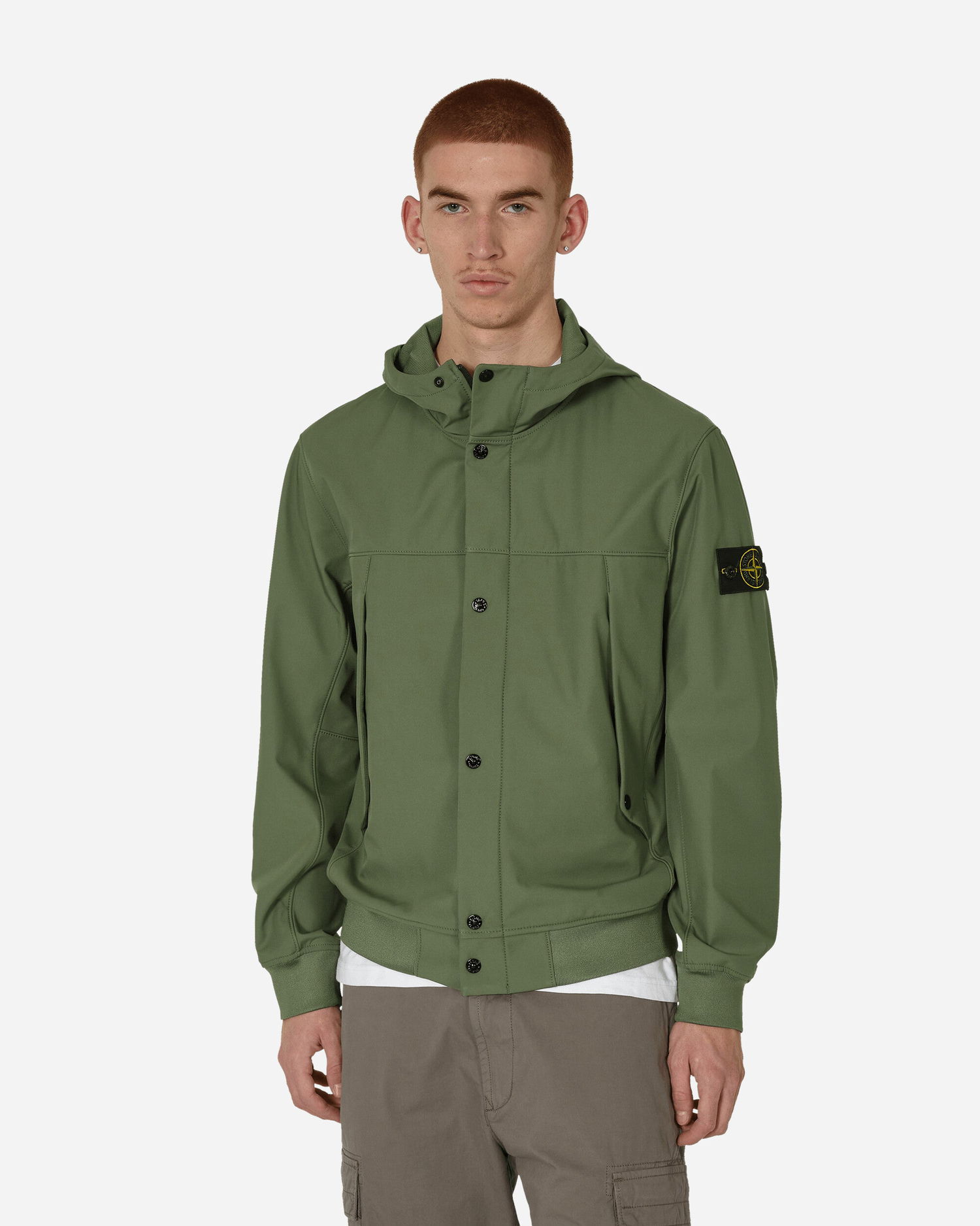Bunda Stone Island Logo Light Soft Shell-R Jacket "Musk" Zelené | 801540227 V0059, 1
