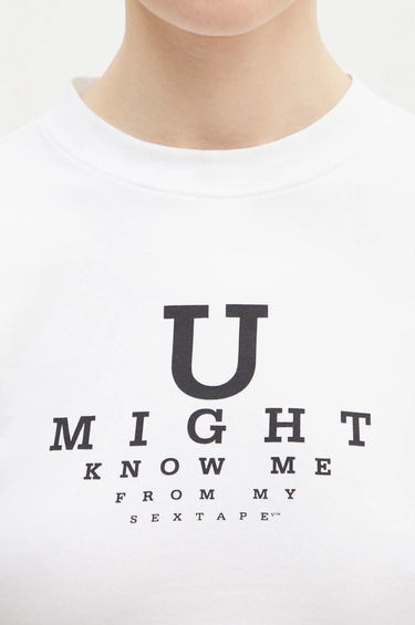 Crop Top VETEMENTS Cropped Fitted 'U Might Know Me' T-Shirt Biela | WA66TR750W, 3