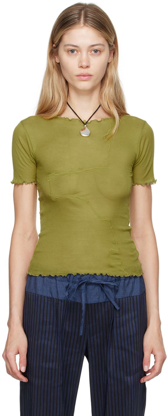 Tričko Baserange Baserange Gerrymandered Lettuce Edge T-Shirt Zelené | TOGE-CG-AU24, 0