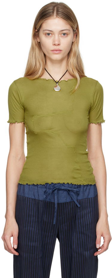 Tričko Baserange Baserange Gerrymandered Lettuce Edge T-Shirt Zelené | TOGE-CG-AU24, 0
