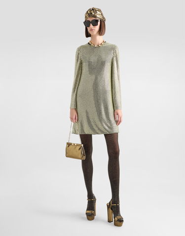 Šaty Dolce & Gabbana Crystal Mesh Short Dress Béžová | F6TJKZFLSK3S0997, 1