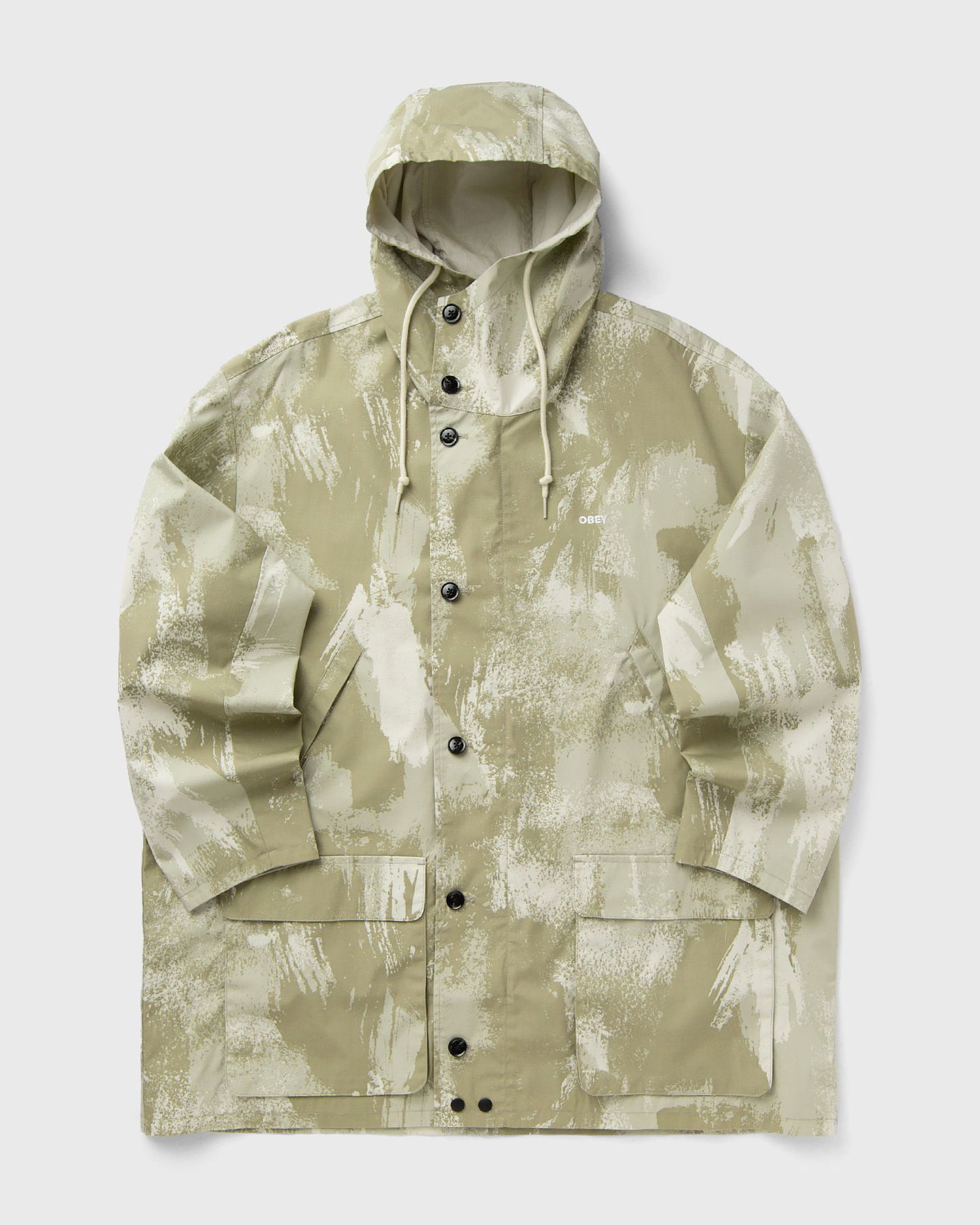 Parka OBEY Stanwood Brushstroke Pattern Hooded Button-Front Parka Béžová | 121800598-BCM, 1