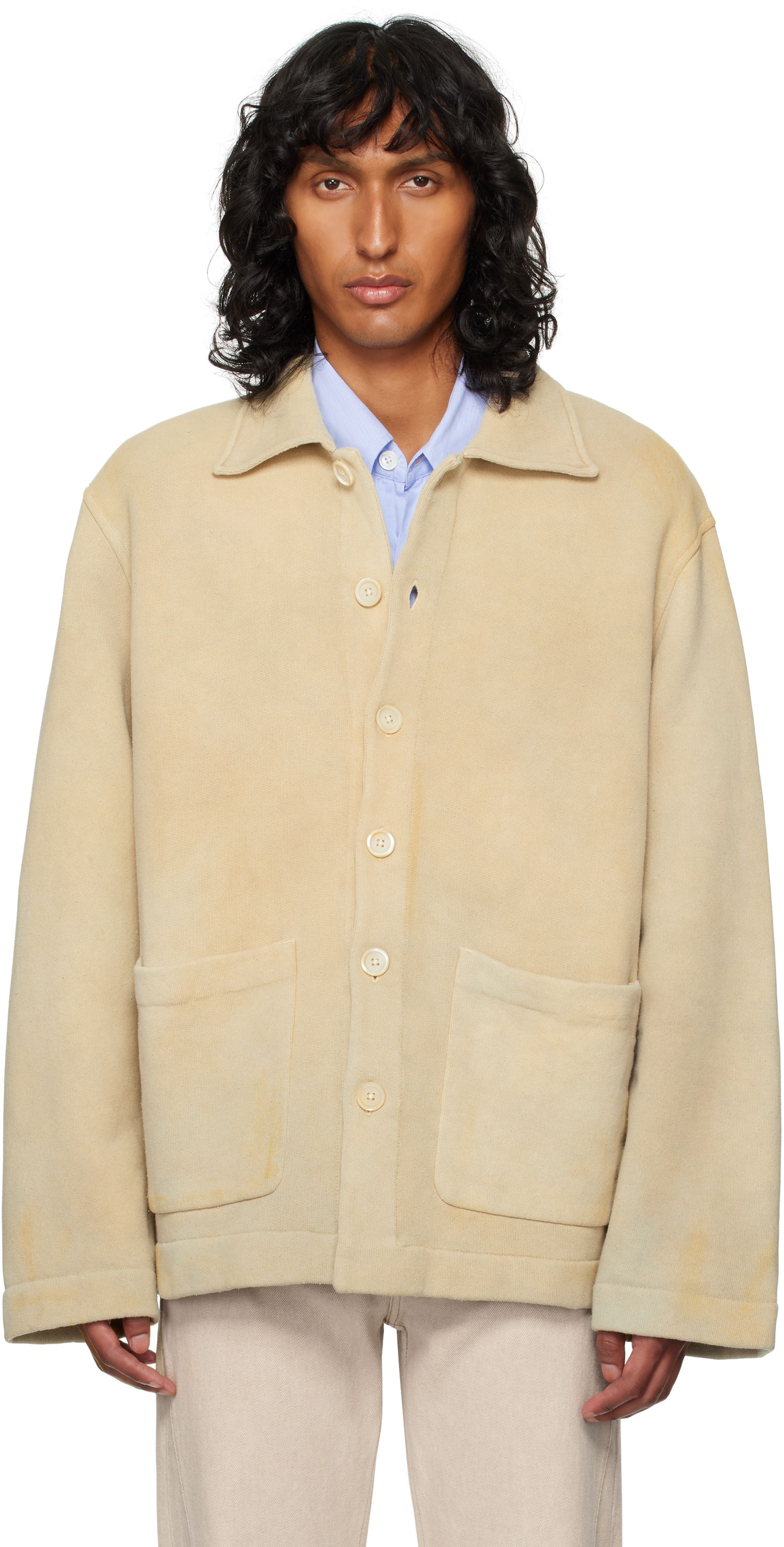 Bunda OUR LEGACY Cardigan with Patch Pockets Béžová | M4246SA, 0