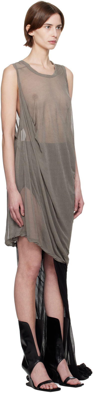 Tielko Rick Owens Rick Owens Hollywood Anthem Draped Sheer Tank Top Čierna | RP01E7140 JCR, 4