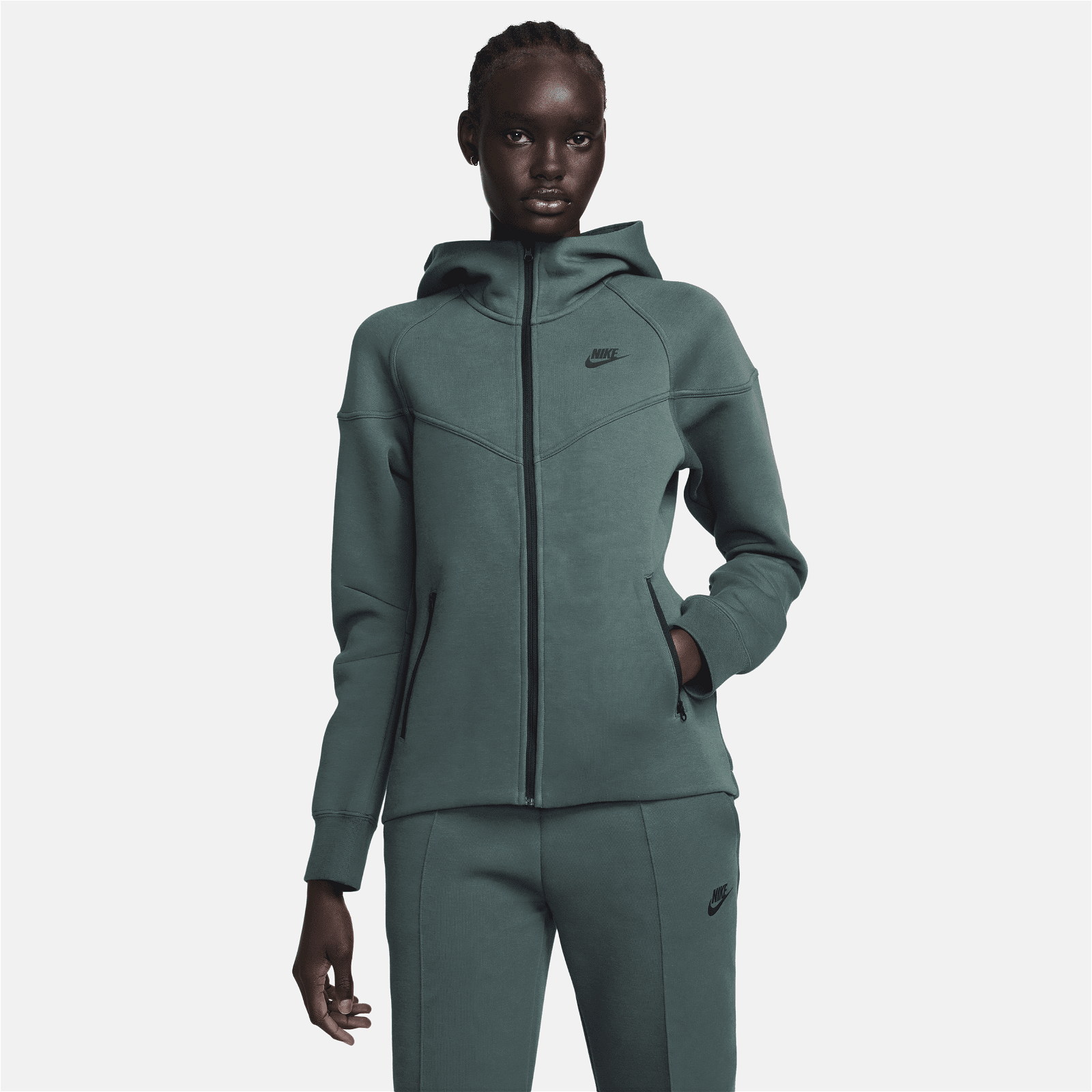 Dámská mikina s kapucí a dlouhým zipem Sportswear Tech Fleece Windrunner - Zelená