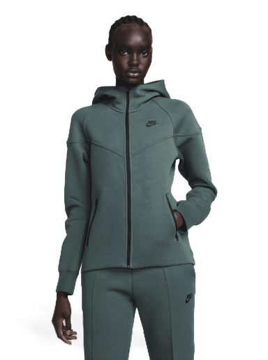 Mikina Nike Dámská mikina s kapucí a dlouhým zipem Sportswear Tech Fleece Windrunner - Zelená Zelené | FB8338-328