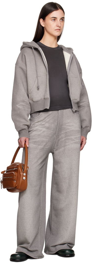 Mikina Acne Studios Acne Studios Cropped Zip Hoodie Šedá | AI0159-, 3