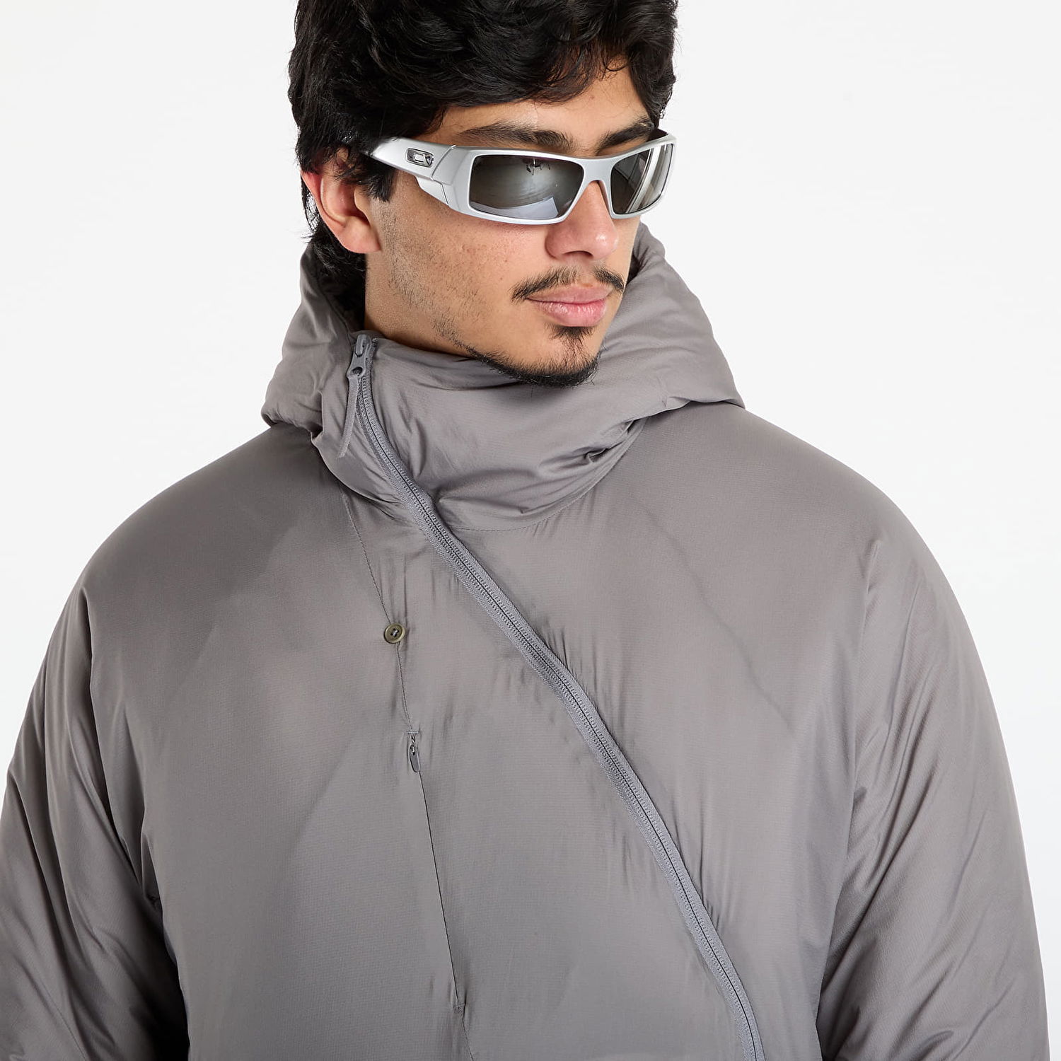 Prešívaná bunda Post Archive Faction (PAF) Puffer Hooded Asymmetrical Zip Air Jacket Šedá | A1-000GR, 1
