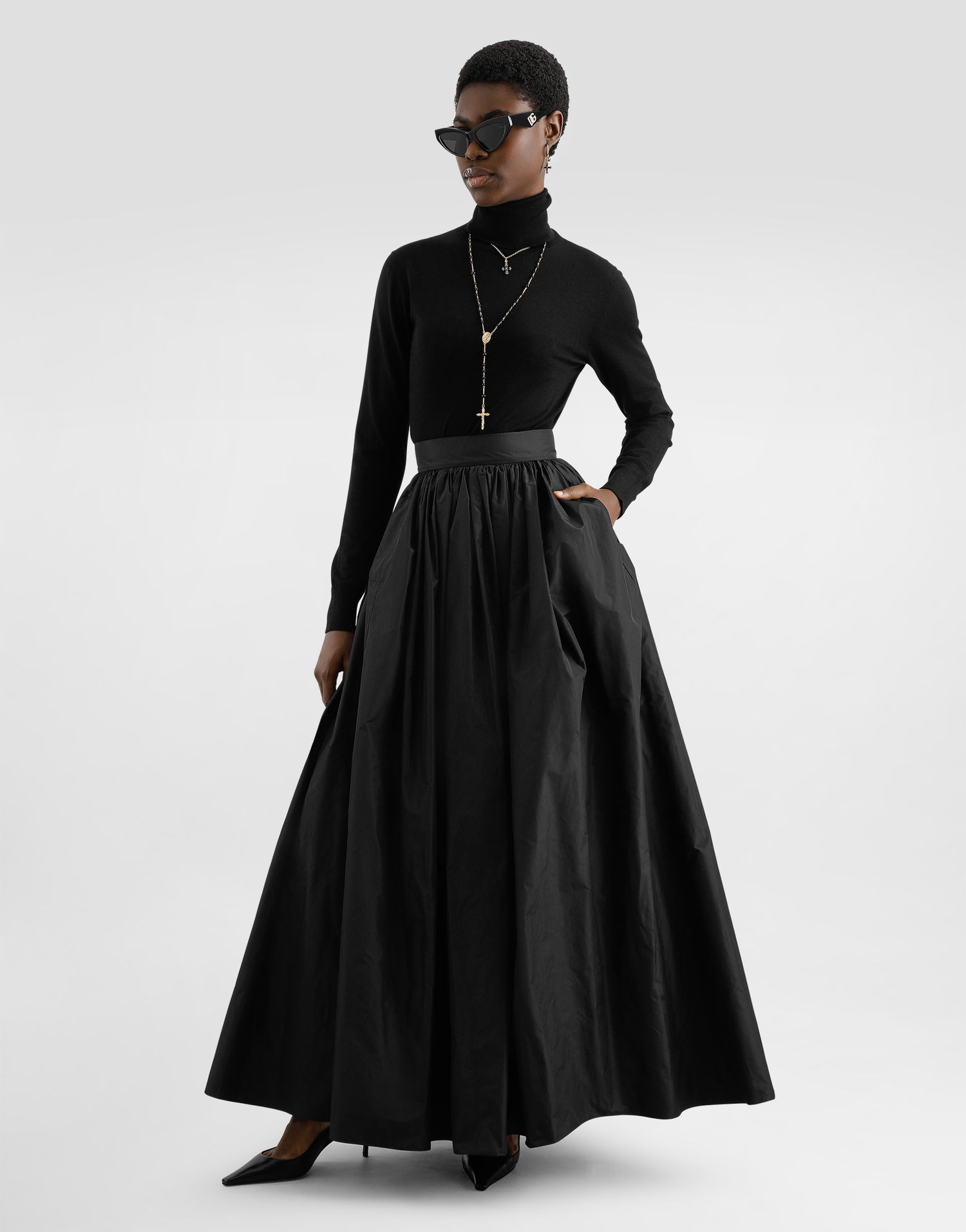 Sukňa Dolce & Gabbana Dolce & Gabbana Taffeta Circle Skirt Čierna | F4CY4TFU1THN0000, 1