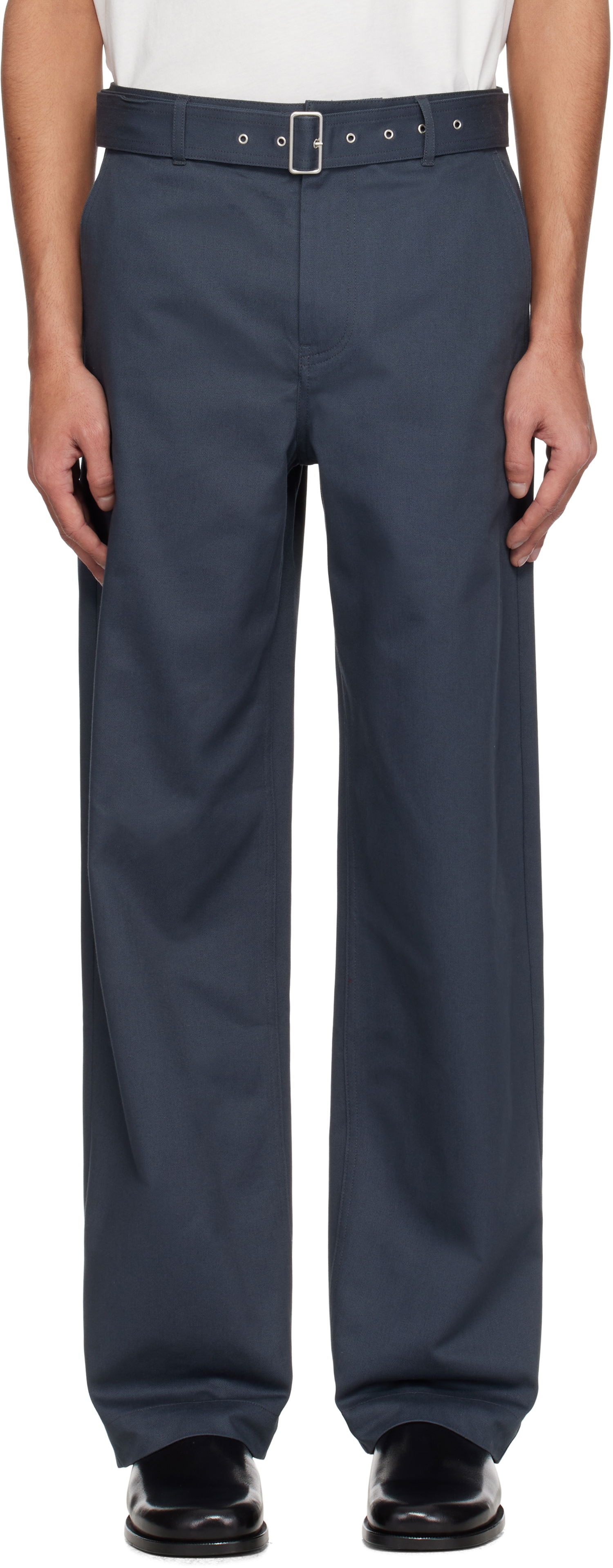 Nohavice MAISON KITSUNÉ Maison Kitsuné Belted Trousers Modrá | OM01123WW9043, 0