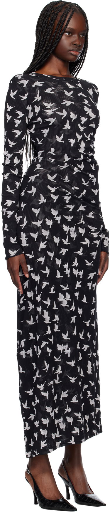 Šaty Stella McCartney Stella McCartney Dove Print Mesh Maxi Dress Čierna | 6J03353SPZ89, 1
