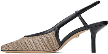 Tenisky a topánky Max Mara Raffia-Effect Fabric Slingback Heels Béžová | 2414521312600, 2