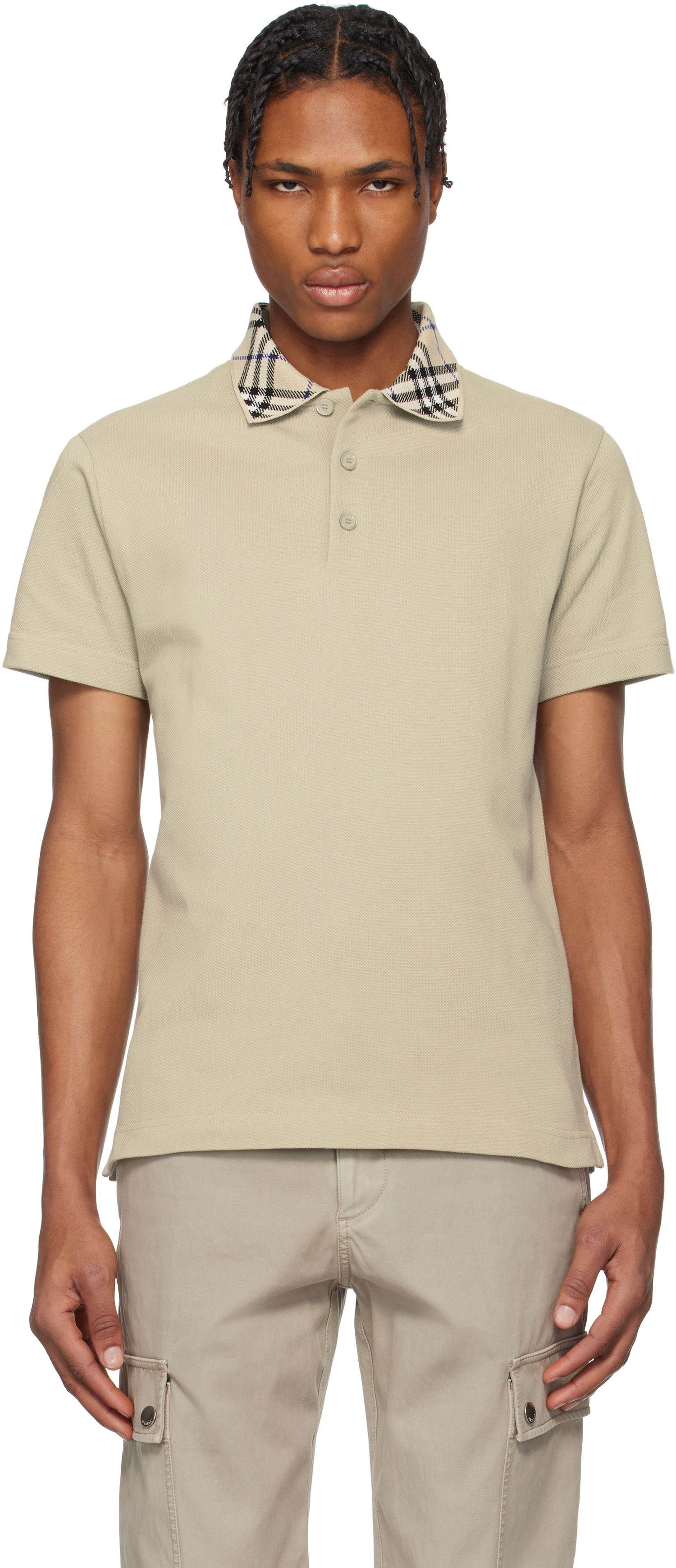 Polo tričko Burberry Burberry Check Collar Cotton Polo Béžová | 8103866, 0