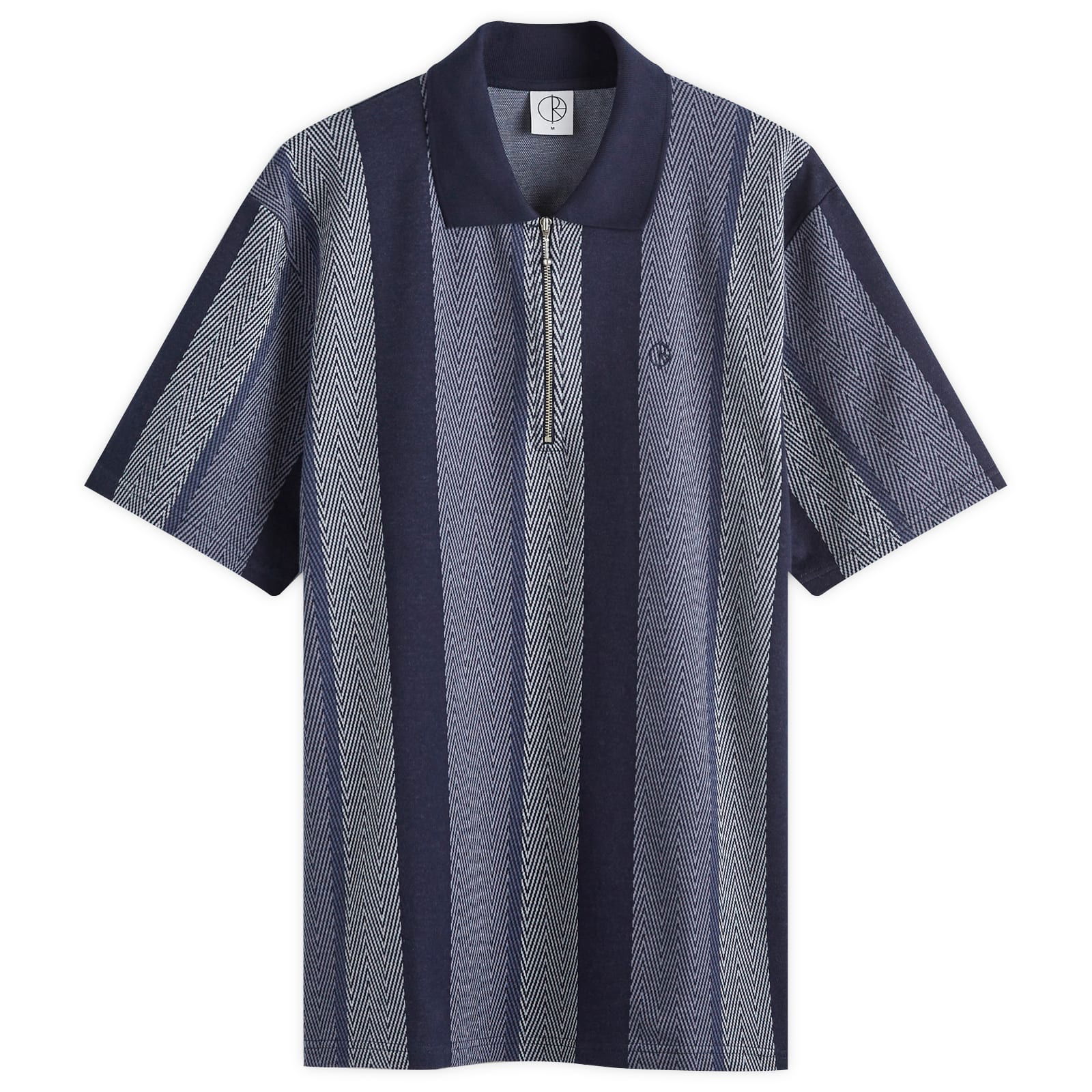 Herringbone Jacques Short Sleeve Polo Shirt Blue