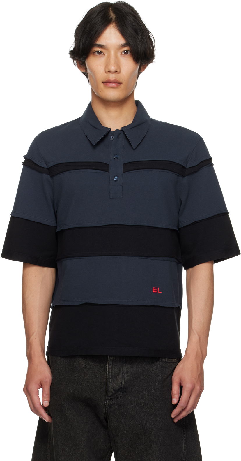 Polo tričko Eckhaus Latta Eckhaus Latta Striated Polo Navy | 1401-EL-PF25-M