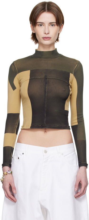 Crop Top Eckhaus Latta Eckhaus Latta Lapped Baby Crop Top Hnedá | 305-EL-PS25-R -, 0
