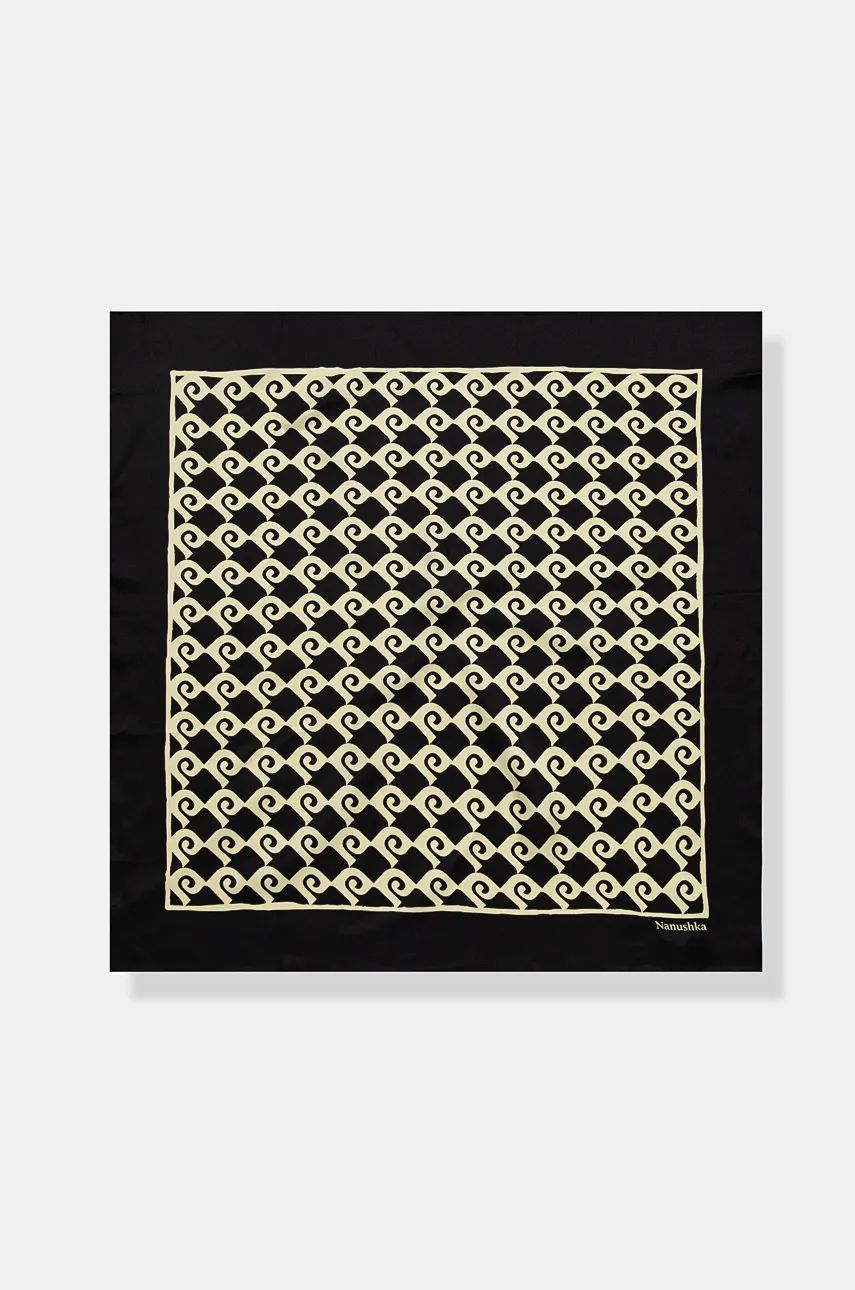 Šál Nanushka Silk Scarf with Geometric Pattern Čierna | NU24CRSC07211, 1