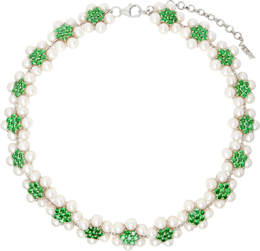 Náhrdelník VEERT Pearl Green Flower Necklace Zelené | JLG0015G-WG