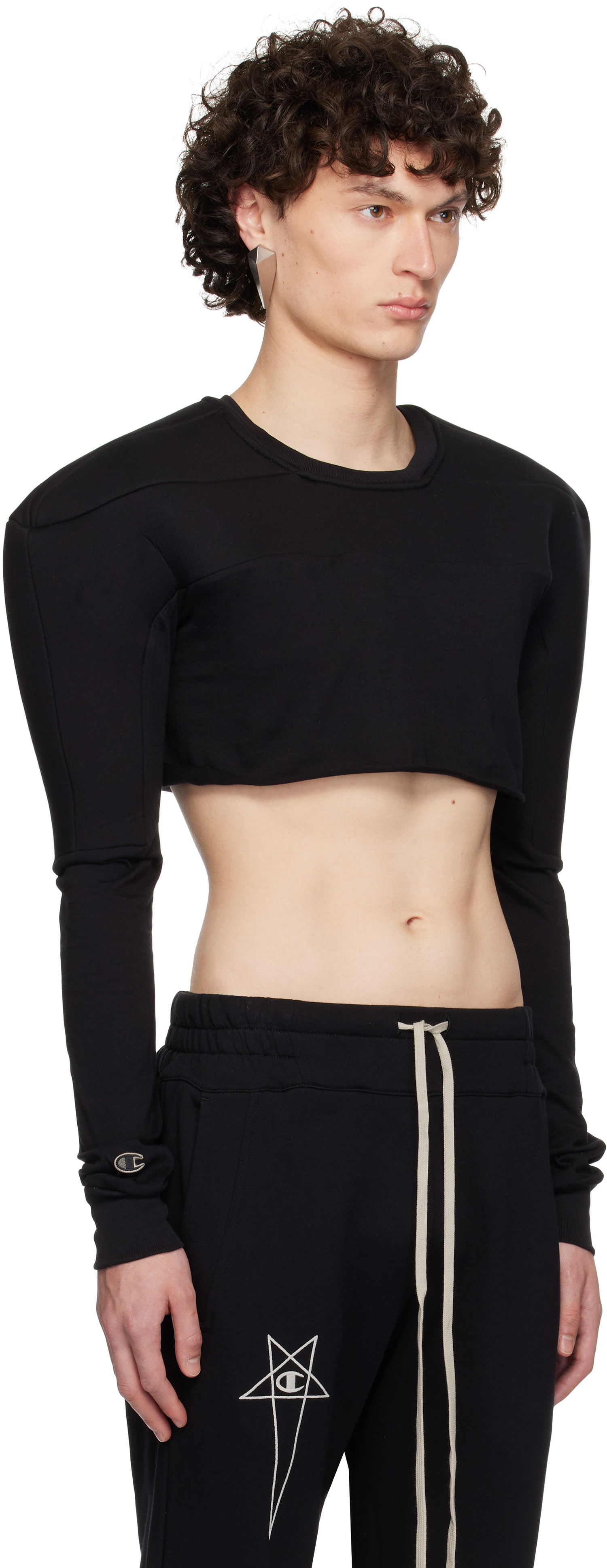 Tričko Rick Owens Rick Owens Champion Edition Cropped Harness T-Shirt Čierna | CM01E1708 CHJG JERSEY, 1