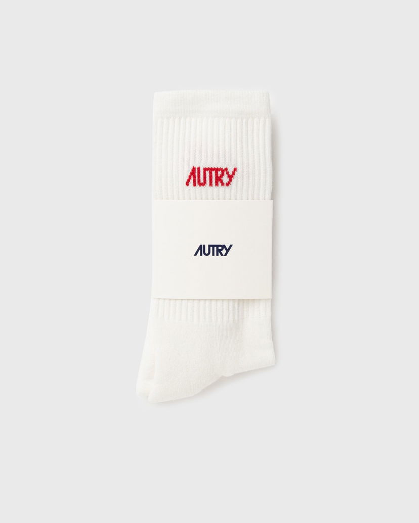 Ponožky Autry Ribbed Embroidered Crew Socks Biela | SOPUE7A7