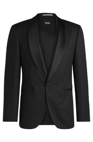 Bunda BOSS BOSS Tuxedo Jacket in Virgin Wool Serge Čierna | 50469185, 0