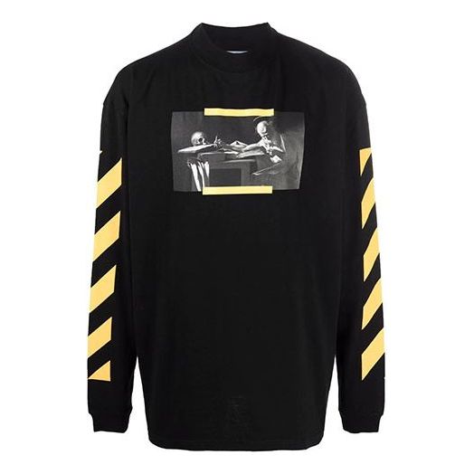 Sveter Off-White Off-White Caravaggio Painting Stripe Long Sleeve Loose Fit T-Shirt Čierna | OMAB032F21JER0061084