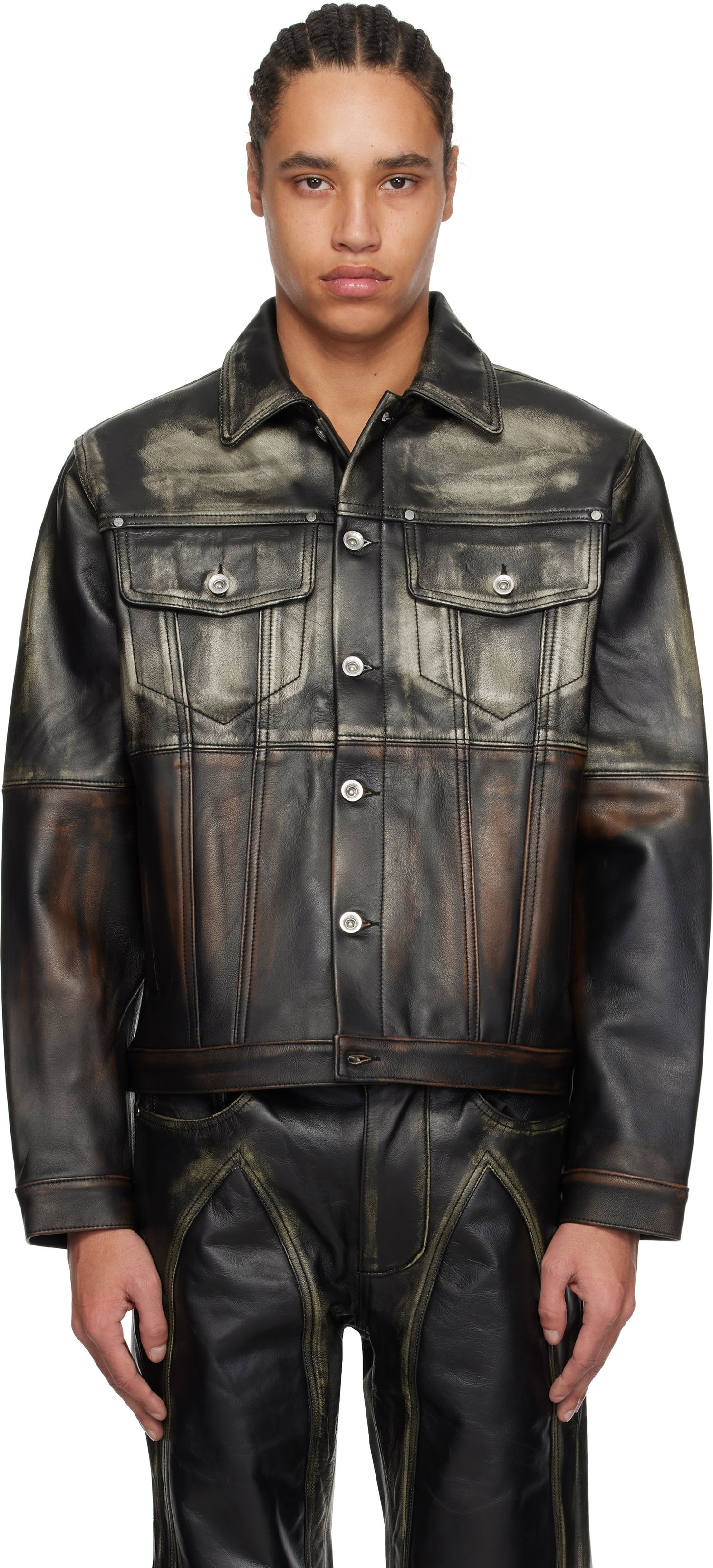 Bunda Who Decides War Who Decides War Ombre Trucker Leather Jacket Čierna | 1131350031SS25, 0