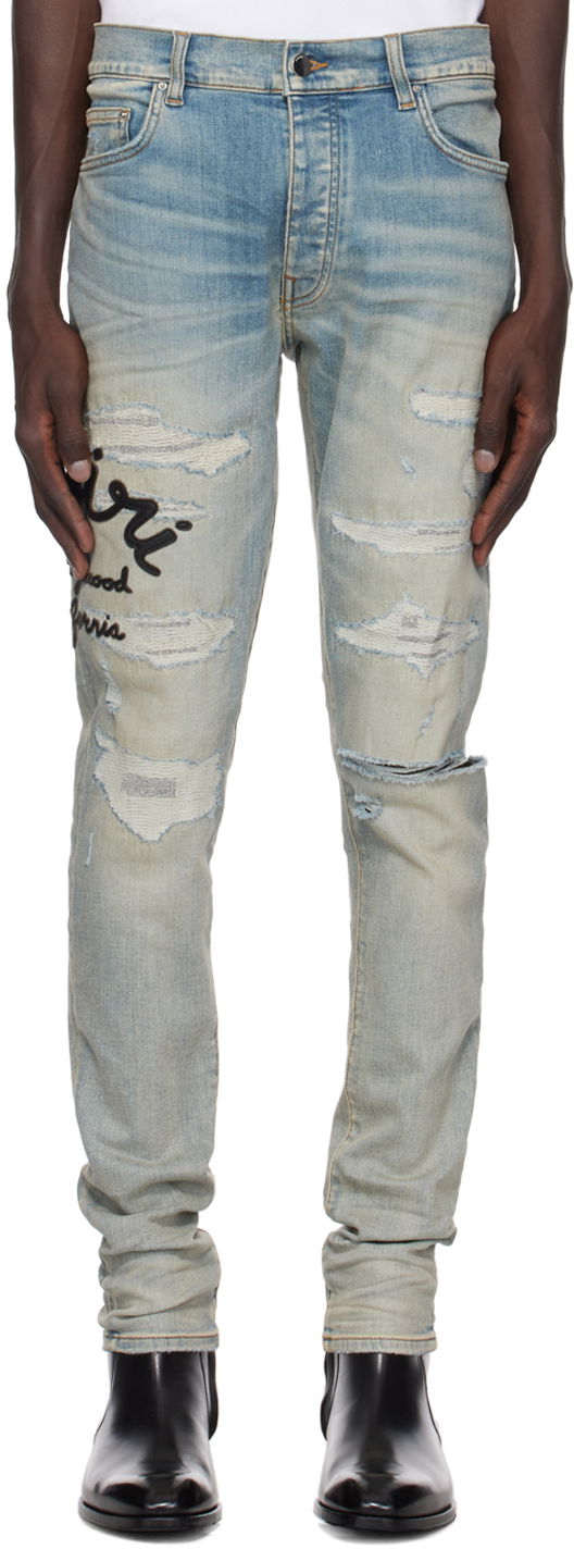 Džínsy AMIRI Hollywood Thrasher Jeans Modrá | AMDNSY1087, 0
