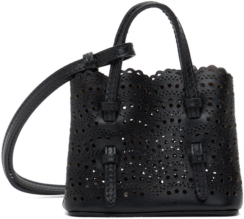 Kabelka Alaïa Perforated Leather Mini Tote Bag Čierna | AA1P025C0A29