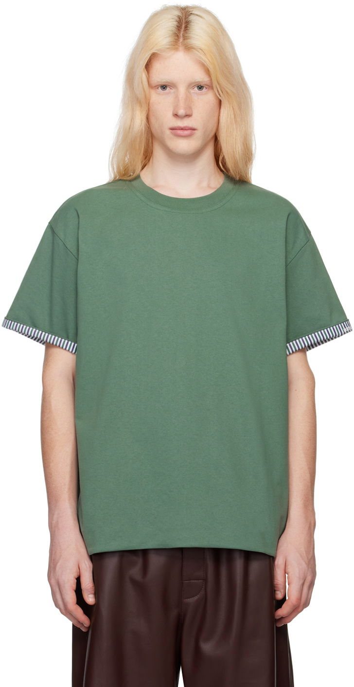 Tričko Bottega Veneta Double-Layer T-Shirt Zelené | 754683V39G0, 0