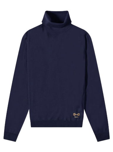 Mikina Gucci Cashmere Roll Sweatshirt Navy | 729476-XKCOR-4011