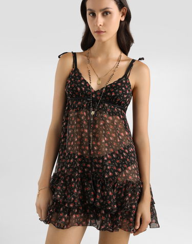 Šaty Dolce & Gabbana Dolce & Gabbana Small Rose-print Short Chiffon Dress Čierna | F60HWTIS10IHN5XJ, 3