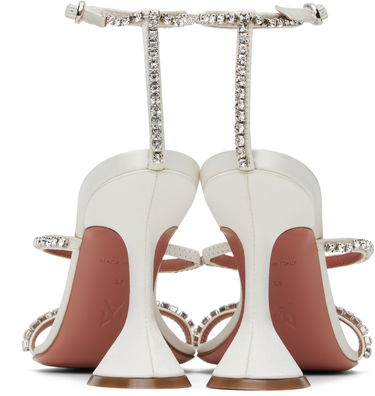 Tenisky a topánky Amina Muaddi Gilda Crystal-Embellished Satin Heeled Sandals Biela | GILDA SANDAL SATIN, 1